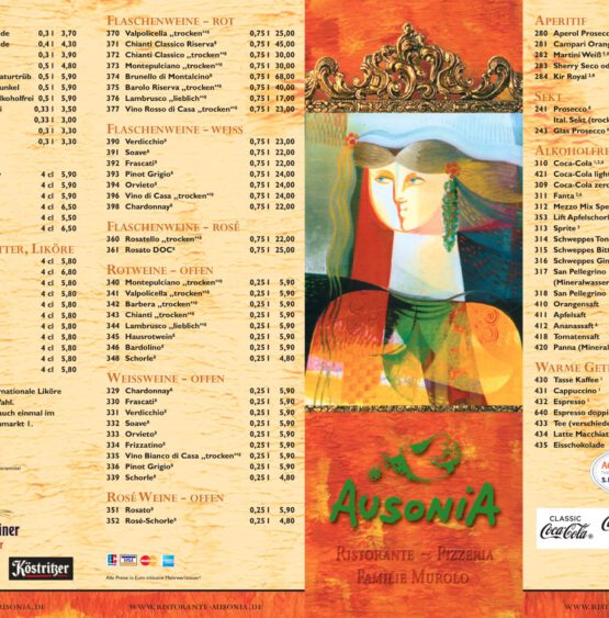 Ausonia1 Speisekarte Front